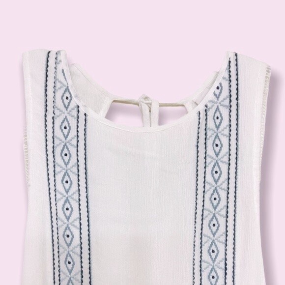 ale By Alessandra Maxi Dress White Blue Embroidered Open Back Womens Size Small - Picture 5 of 13